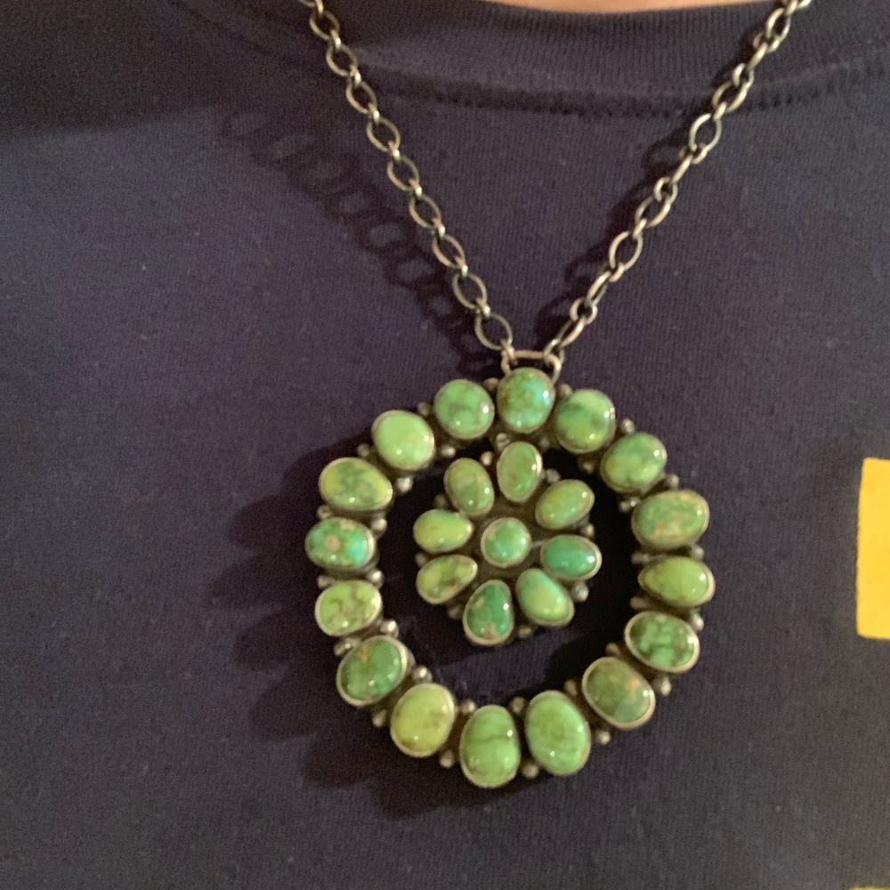 Navajo Green Sonoran Gold Cluster Necklace